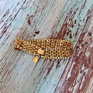Vintage Kenneth Jay Lane gold tone rhinestone bracelet 7 1/2